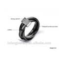 Diamant gepflasterte Keramik Ring, trizyklisch in schwarz und weiß Titan Stahl Ring gewickelt